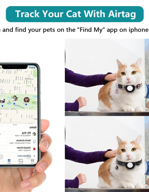 Load image into Gallery viewer, 2 Pack Breakaway Airtag Cat Collar, Reflective Kitten Strap with Air Tag Case and Bell for Cat Kitten and Extra Small Dog, Black
