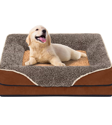 Dog Beds for Large Medium Small Dogs Orthopedic Pet Bed Sofa Supportive Egg Crate Foam Animal Couch with Removable Washable Cover Non Skid Bottom S to XL