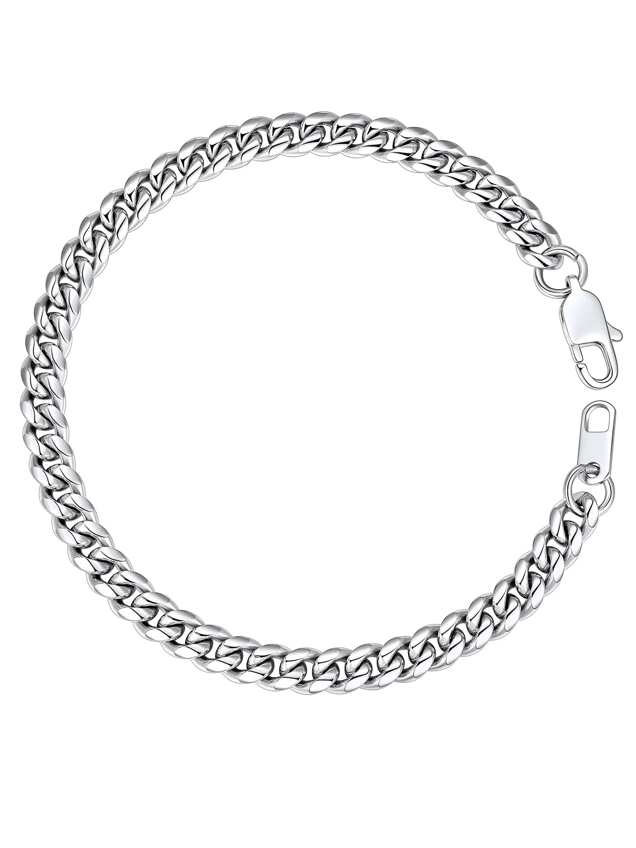 Men Chain Bracelet Cuban Stainless Steel Curb Bracelet 6MM 8.3 Inch Wrist Bracelet Mens Silver Jewelry