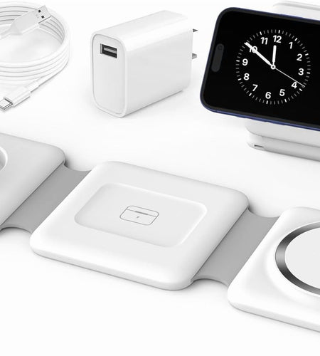 Magnetic Wireless Charger Compatible for Iphone: Fodable 3 in 1 Charging Station for Apple Multiple Devices - Travel Charging Pad Dock Compatible for Iphone 15 14 13 12 Pro Max plus & Airpod