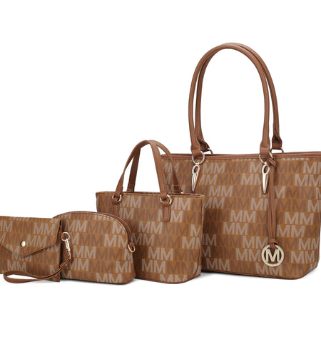 Marimar Women'S Tote Bag with Pouch and Wristlet, Signature 4 Piece Set by Mia K - Red