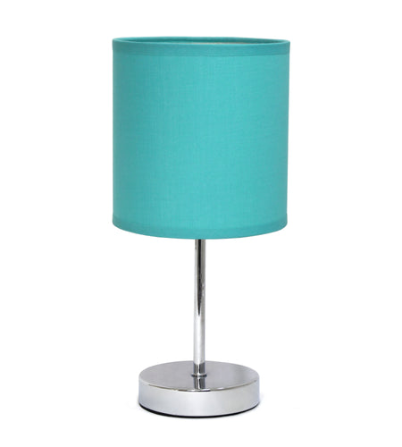 11.81" Basic Chrome Mini Table Lamp with Fabric Shade, Blue