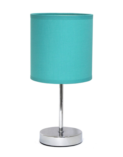 Load image into Gallery viewer, 11.81" Basic Chrome Mini Table Lamp with Fabric Shade, Blue
