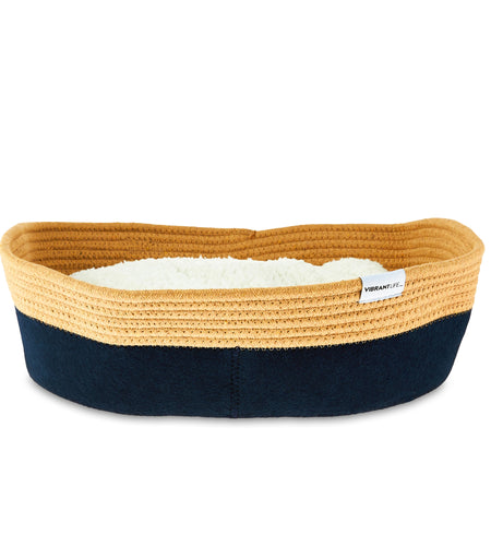 Oval Woven Felt Rope Cat Bed, with Catnip, Multicolored, 19"