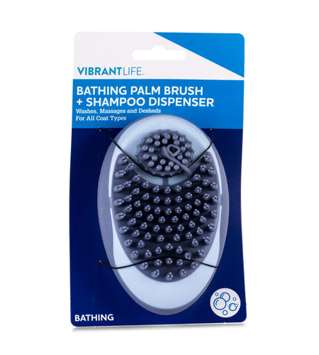 Bathing Palm Dog Brush + Shampoo Dispenser | Dog Grooming Tool Hand Brush