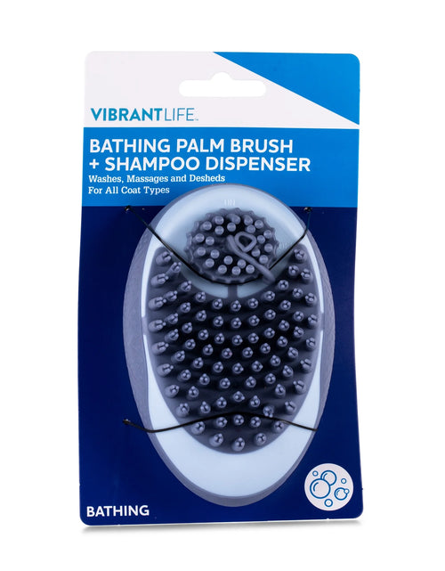 Load image into Gallery viewer, Bathing Palm Dog Brush + Shampoo Dispenser | Dog Grooming Tool Hand Brush
