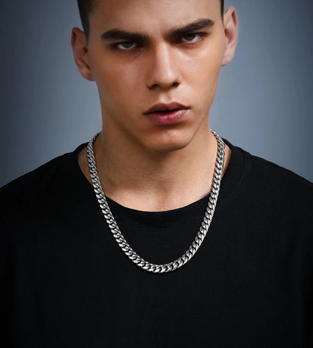 Men'S Stainless Steel Cuban Link Chain Necklace 10MM 18Inch Hip Hop Jewelry