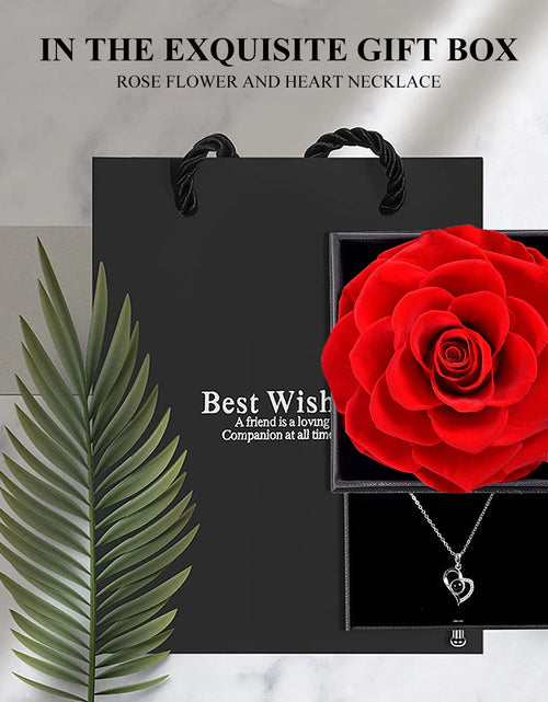 Load image into Gallery viewer, Preserved Red Real Rose with I Love You Necklace in 100 Languages -Eternal Flowers Rose Gifts for Mom Wife Girlfriend Her on Christmas Valentines Day Mothers Day Anniversary Birthday Gifts for Women
