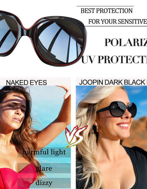 Load image into Gallery viewer, Polarized Sunglasses for Women, Ladies Oversized Sun Glasses UV Protection (Black Red)
