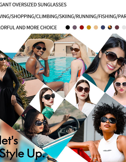 Load image into Gallery viewer, Polarized Sunglasses for Women Trendy Sparkling Oversized Big Composite Frame Shades (Light Beige)
