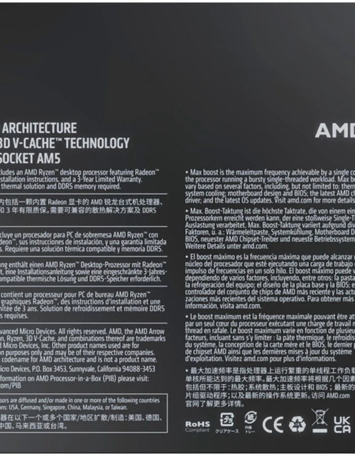 Load image into Gallery viewer, Ryzen 7 7800X3D, 8-Core Socket AM5 120W Processor with Radeon Graphics
