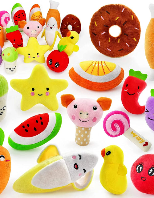 Load image into Gallery viewer, 14 Pack Dog Squeaky Toys Cute Stuffed Plush Fruits Snacks and Vegetables Dog Toys for Puppy Small Medium Dog Pets
