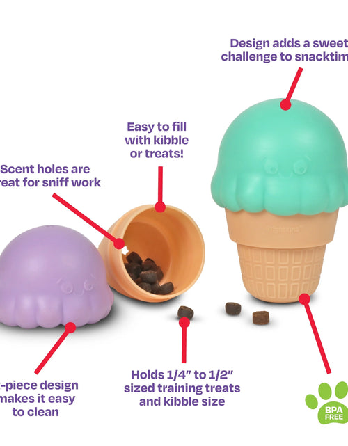 Load image into Gallery viewer, Ice Cream Dog Toy Treat Dispenser, Playful Food Puzzle for Interactive Puppy Training &amp; Birthdays

