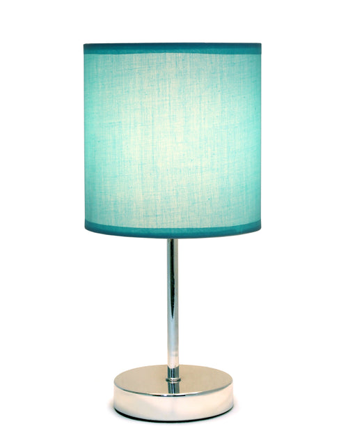 Load image into Gallery viewer, 11.81" Basic Chrome Mini Table Lamp with Fabric Shade, Blue
