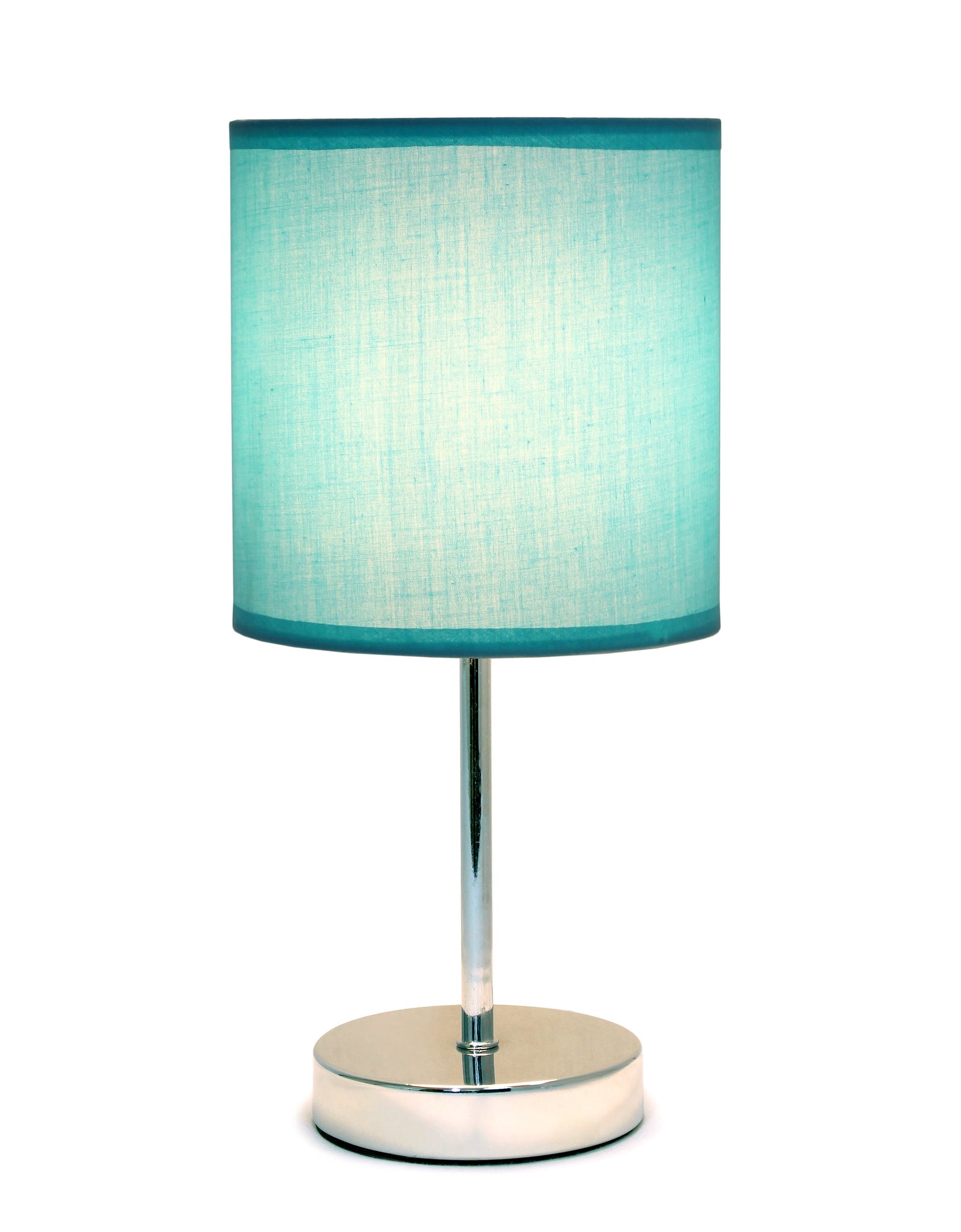 11.81" Basic Chrome Mini Table Lamp with Fabric Shade, Blue