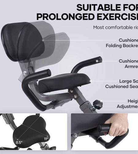 3In1 Folding Exercise Bike Magnetic Upright Bike with Pulse Sensor Indoor Cycling Stationary Exercise Bike Perfect for Home Use