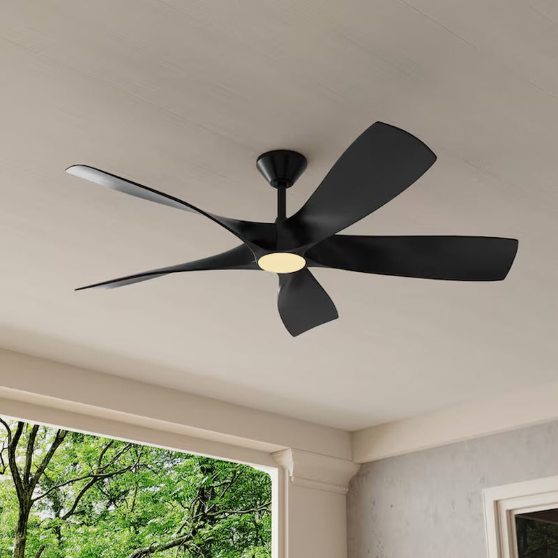 Vernal 60-In Painted Nickel with Painted Nickel Blades Integrated LED Covered Outdoor Smart Propeller Ceiling Fan with Light 5 -Blade