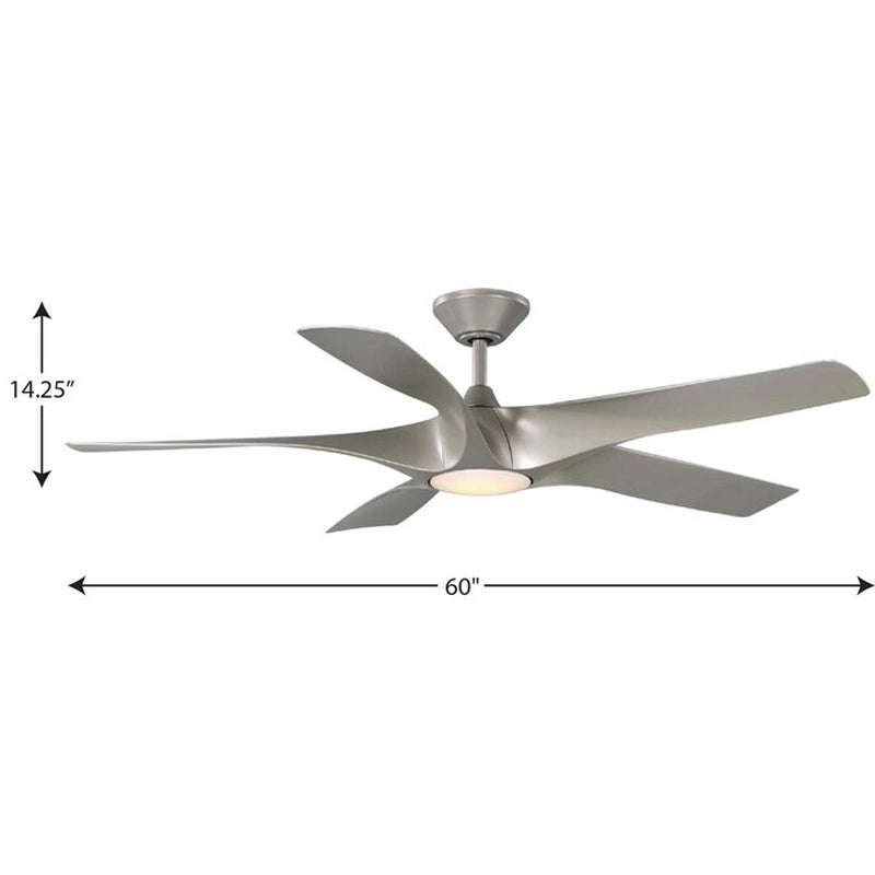 Vernal 60-In Painted Nickel with Painted Nickel Blades Integrated LED Covered Outdoor Smart Propeller Ceiling Fan with Light 5 -Blade