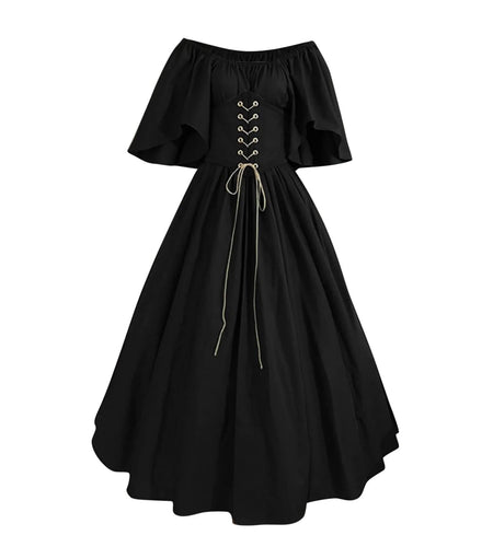 Womens Renaissance Faire Dresses Medieval Irish Traditional plus Size Dresses Ruffle over Dress Corset Retro Cosplay Gown