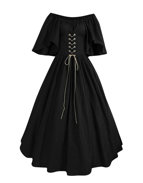 Load image into Gallery viewer, Womens Renaissance Faire Dresses Medieval Irish Traditional plus Size Dresses Ruffle over Dress Corset Retro Cosplay Gown
