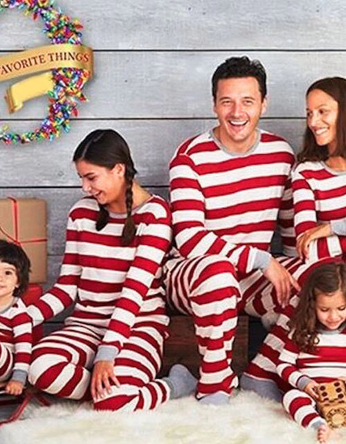 Load image into Gallery viewer, New Christmas Family Pajamas Set Long Sleeve Tops with Pants for Women Men Stripe Design Christmas Sleepwear Set Pyjama Femme
