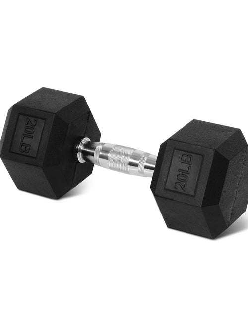 Load image into Gallery viewer, Rubber Encased Hex Dumbbell, 20 Lb, Single, Black
