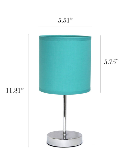 Load image into Gallery viewer, 11.81" Basic Chrome Mini Table Lamp with Fabric Shade, Blue
