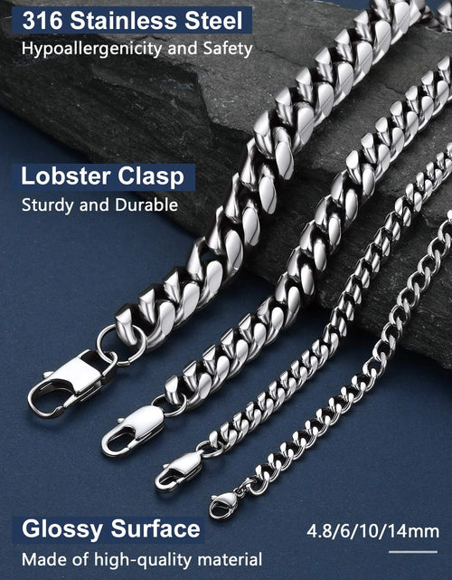 Load image into Gallery viewer, Men'S Stainless Steel Cuban Link Chain Necklace 10MM 18Inch Hip Hop Jewelry
