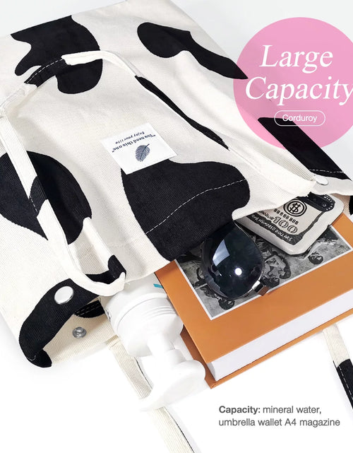 Load image into Gallery viewer, Corduroy Tote Bag with Inner Pocket, Large Canvas Shoulder Bag for Women and Girls
