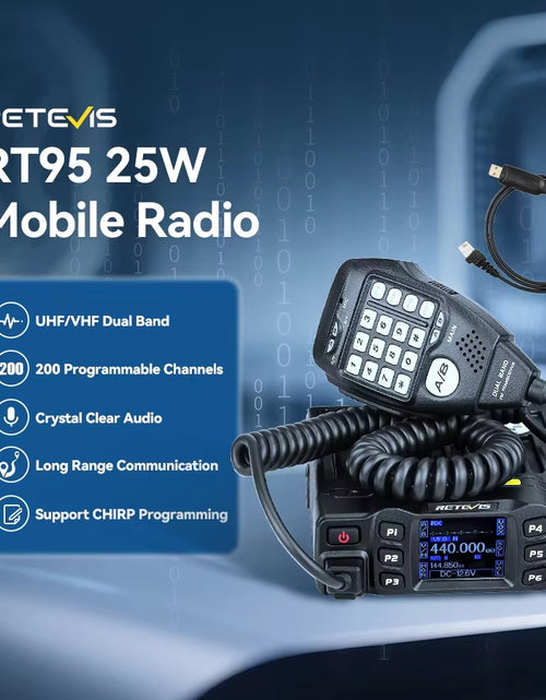 Load image into Gallery viewer, RT95 Mobile Ham Radio Two-Way Car Radio VHF UHF Dual Band Mobile Radio Station Transceiver Base Station for Camping
