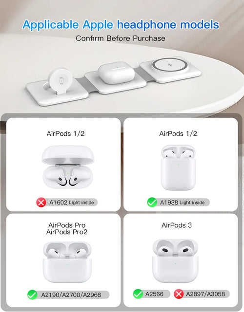 Load image into Gallery viewer, Magnetic Wireless Charger Compatible for Iphone: Fodable 3 in 1 Charging Station for Apple Multiple Devices - Travel Charging Pad Dock Compatible for Iphone 15 14 13 12 Pro Max plus &amp; Airpod
