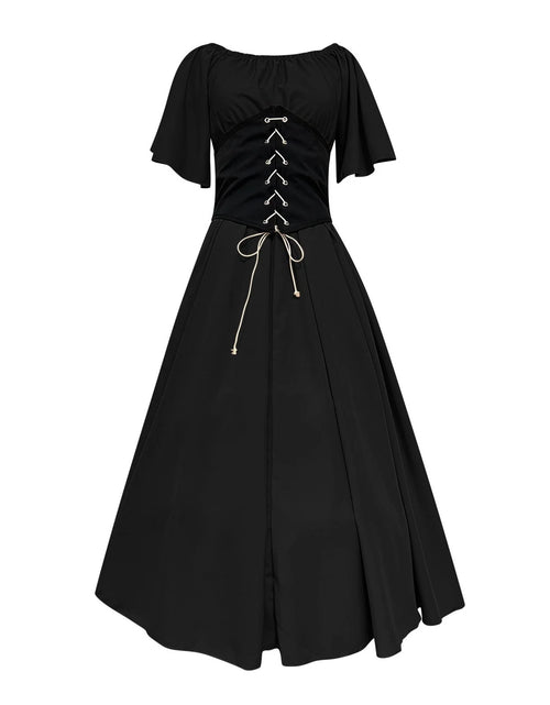 Load image into Gallery viewer, Womens Renaissance Faire Dresses Medieval Irish Traditional plus Size Dresses Ruffle over Dress Corset Retro Cosplay Gown
