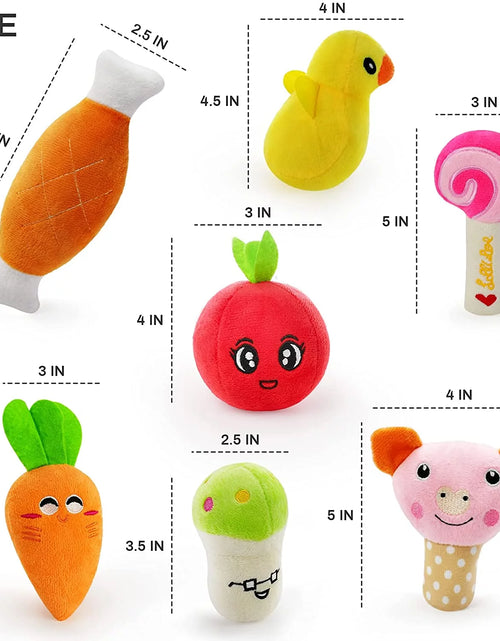 Load image into Gallery viewer, 14 Pack Dog Squeaky Toys Cute Stuffed Plush Fruits Snacks and Vegetables Dog Toys for Puppy Small Medium Dog Pets
