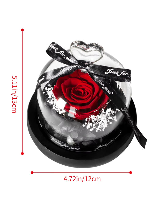 Load image into Gallery viewer, Gifts for Girls Eternal Flowers in Heart Glass Dome with Led Light Forever Preserved Rose Wedding Gift for Mom Women Girlfriend
