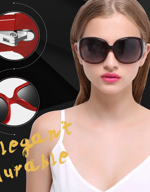 Load image into Gallery viewer, Polarized Sunglasses for Women, Ladies Oversized Sun Glasses UV Protection (Black Red)
