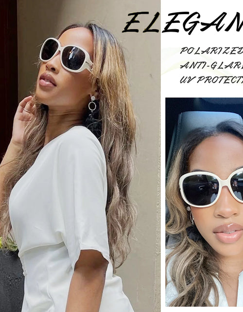 Load image into Gallery viewer, Polarized Sunglasses for Women Trendy Sparkling Oversized Big Composite Frame Shades (Light Beige)
