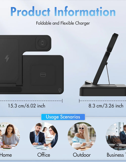 Load image into Gallery viewer, Charging Station,Wirelss Charger,Magnetic Charging Station Compatible with Iphone 17 16 15 14 13 12 11 Pro Max XS Xr,For Iwatch Series 9 8 7 6 5 4 3 2 Se,For Airpods 3 2 Pro,Black,No Adapter
