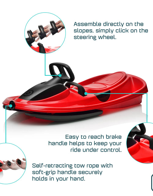Load image into Gallery viewer, Stratos Bobsled for Kids, Steerable Snow Sled , Ages 3+ , Red
