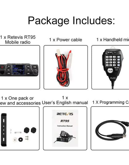 Load image into Gallery viewer, RT95 Mobile Ham Radio Two-Way Car Radio VHF UHF Dual Band Mobile Radio Station Transceiver Base Station for Camping
