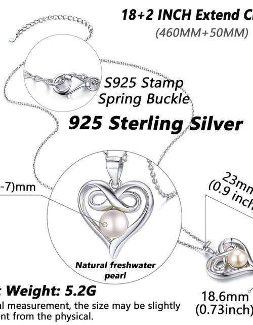 Load image into Gallery viewer, Heart Infinity Necklace Charm Pendant Necklace with Single Freshwater Cultured Pearl Sterling Silver Jewelry Birthday Gift for Her
