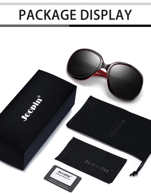 Load image into Gallery viewer, Polarized Sunglasses for Women, Ladies Oversized Sun Glasses UV Protection (Black Red)
