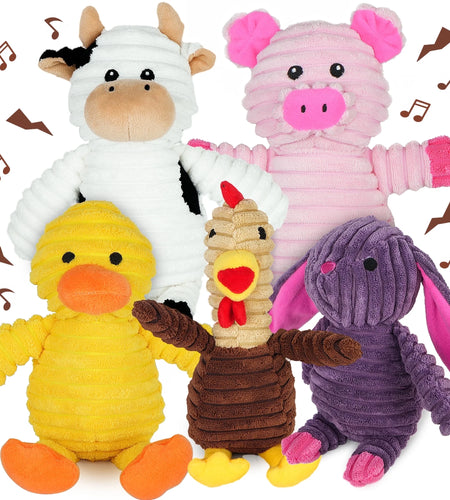 Dog Toys, 5 Pack, Squeaky Plush Dog Chew Toys Gift for Small Medium Large Dogs, Puppy