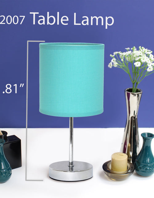 Load image into Gallery viewer, 11.81" Basic Chrome Mini Table Lamp with Fabric Shade, Blue
