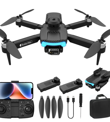 Drone with 4K HD Dual Camera for Kids Adults, Wifi FPV RC Quadcopter with One Key Start, Headless Mode, Foldable Mini Drone Toys Gifts for Kids Beginners